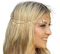 Bijoux de Cheveux Pour Femme,Accessoire Cheveux Ma Bijoux de cheveux de mariage tendance for femmes, style bohème indien, imitation perles, chaîne de tête(FD037)
