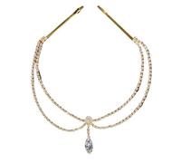 Bijoux de Cheveux Pour Femme,Accessoire Cheveux Ma Chaîne de tête avec pendentif en forme de goutte d'eau à double couche, bijou de mariage, ornement de coiffure en strass, bijoux fantaisie(Gold Hair