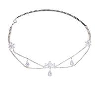 Bijoux de Cheveux Pour Femme,Accessoire Cheveux Ma Couronne double pendentif diadème for mariage mariée bandeau femmes strass chaîne de cheveux accessoires cadeau esthétique(Silver Hair Chain)