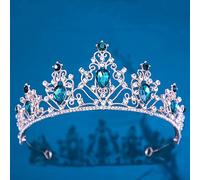 Bijoux de cheveux Tiaras de couronne pour femmes baroques vintage filles cristales couronne bijoux tiara femme d'anniversaire fête bleu ramionnage accessoires de couronne de mariée (couleur: vert