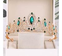 Bijoux de cheveux Tiaras de couronne pour femmes Green Crystal Wedding Crown Bride Tiaras and Crowns DiADEM Pageant Crown Bridal Hair Jewelry Accessoires par Gagalu (couleur: couleur or)