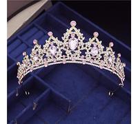 Bijoux de cheveux Tiaras de couronne pour femmes vintage Crystal Circle Bridal Diadem Royal King Wedding Crown Tiaras Bride Headress Crowns Couronnes Hair Bijoux By Gagalu (Couleur: rouge)