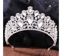 Bijoux de cheveux Tiaras de la couronne pour femmes Couleur argentée de luxe Crystal Tiaras Crown Righestone Pageant Diadema Collares Headpieces Hair Accessoires de mariage (Couleur: Silver Color-01)