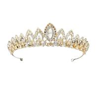 Bijoux de cheveux Tiaras de la couronne pour femmes magnifiques bijoux en cristal Tiara Crown Alloy Bride Bride Small Crown Bandband Headress By Gagalu (Couleur: Gold)