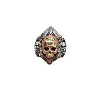 Bijoux de crâne réglables rétro, anneaux en cuivre antiques avec perles et détails faits à la main, perle de crâne sculptée à la main