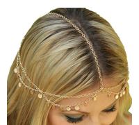 Bijoux De Front En Or - Accroche-regard Étincelant Pour Les Occasions Spéciales Coiffe Boho À Paillettes Avec Bande Réglable | Parfait Pour Les Mariées Et Ļes Invités, Sensation De Légèreté, Design Gl