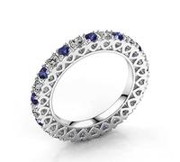 Bijoux de luxe 925 en argent Sterling plein saphir bleu diamant fête populaire coeur creux femmes bague de mariage cadeau