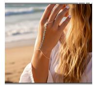 Bijoux de main, bracelet bague, argent 925, perles pierres turquoise
