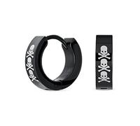 Bijoux De Motard Unisexe Petites Boucles D'Oreilles Créoles Crâne Halloween Kpop Pour Hommes Femmes Adolescents En Acier Inoxydable Ip Noir