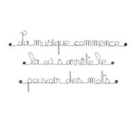 Bijoux de Mur Citation en Fil de Fer - La Musique Commence là où s'arrête Le Pouvoir des Mots | Sculpture Fil de Fer