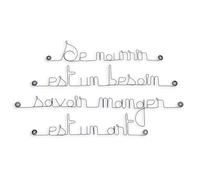 Bijoux de Mur Citation en Fil de Fer - Se Nourrir est Un Besoin Savoir Manger est Un Art | Sculpture Fil de Fer