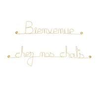 Bijoux de Mur Message Fil de Fer - Bienvenue chez nos Chats | Sculpture Fil de Fer
