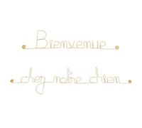 Bijoux de Mur Message Fil de Fer - Bienvenue chez Notre Chien | Sculpture Fil de Fer