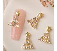 Bijoux de Noël 3D flocon de neige, clous en métal, strass artificiels, chaussettes de Père Noël pour manucure, conseils