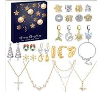 Bijoux de Noël,Boîte Compte À Rebours Pour Noël - Set De Boucles D'Oreilles Et Collier Pour Femmes Filles Garçons Vie Quotidienne Voyage Soirée