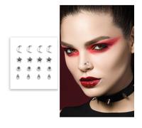 FIESTAS GUIRCA Autocollant Jewel Face Faux Piercing Argenté - Autocollants pour ongles et bijoux du visage pour Halloween, carnaval et fêtes costumées - Accessoire de maquillage pour femme adulte