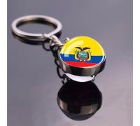 Bijoux De Porte-Clés De Signe De Drapeau De L'Équateur, Porte-Clés Boule De Cristal Double Face, Porte-Clés De Voiture De Drapeau De Gemme De Temps, Porte-Clés Pendentif Cabochon En Verre, Acces