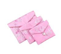 Bijoux de Sac Lot de 10 sachets d'emballage for bijoux, pochettes en satin for ranger des perles, des bracelets, des colliers, des boucles d'oreilles et des bagues(Pink-8cmX7cmX1cm)