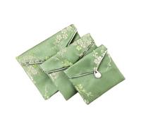 Bijoux de Sac Lot de 10 sachets d'emballage for bijoux, pochettes en satin for ranger des perles, des bracelets, des colliers, des boucles d'oreilles et des bagues(Green-10cmX8cmX1cm)