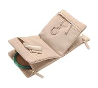 Bijoux de Sac Lot de 2 organiseurs de bijoux pliables à compartiments multiples, sac de rangement de voyage de grande capacité avec fermeture éclair et pochette délicate(Pink)
