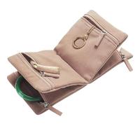 Bijoux de Sac Lot de 2 organiseurs de bijoux pliables à compartiments multiples, sac de rangement de voyage de grande capacité avec fermeture éclair et pochette délicate(Khaki)