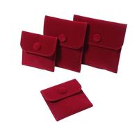 Bijoux de Sac Lot de 6 pochettes à bijoux en velours doux for ranger vos bijoux, bracelets, colliers, boucles d'oreilles, bagues, etc.(Wine red,10x10cm)