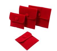 Bijoux de Sac Lot de 6 pochettes à bijoux en velours doux for ranger vos bijoux, bracelets, colliers, boucles d'oreilles, bagues, etc.(Red,10x10cm)
