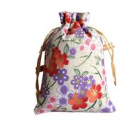 Bijoux de Sac Sacs en soie avec cordon de serrage, pochette cadeau en coton et lin 4 couleurs for bijoux, sac à bonbons for fête de mariage(Beige,10x14 cm)