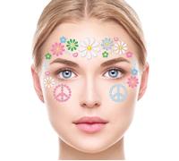 Bijoux de visage - FIESTAS GUIRCA - Hippie années 70 - Strass colorés - Faciles à appliquer - 2 ans de garantie