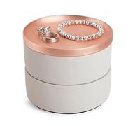 Bijoux de voyage, Boîte à bijoux ronde en métal deux niveaux, organiseur portable for boucles d'oreilles, présentoir multicolore, 12,7 x, 10,8 cm(B)