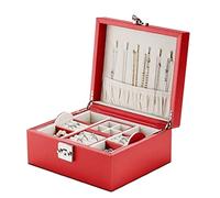 Bijoux de voyage, Coffret à bijoux avec serrure clé for boucles d'oreilles, colliers, montres, multicolore, 23,5 x 20, 11, cm(Red)
