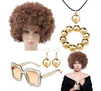Bijoux Disco pour femmes des années 70, ensemble d'accessoires Disco pour femmes | Costume de rappeur années 70, ensemble de costumes disco, accessoires de boule disco,Perruque afro, boucles d'oreille