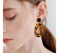 Bijoux d'oreille accessoires Mettez-vous sous les projecteurs ! Boucles d'oreilles léopard Pendentif en acrylique sauvage Interprétation parfaite du style de personnalité d'automne et (Gold, 3.5x7cm)