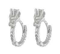 Bijoux d'oreille sans prétention d'oreilles du zodiaque pour femmes, année animale, mode légère, luxe, Design créatif, tendance nationale (Silver, One Size)