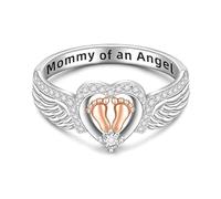 Bijoux Élégants Mom Angel - Bague De Fausse Couche, Bague De Perte D'enfant En Argent, Pour La Fête Des Mères | Bagues De Mères En De Zinc Multi-tailles, Ailes D'ange Pour Femmes, Variété De V