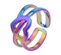 Bijoux En Acier Inoxydable Acier jour réglable ouvert en inoxydable jour mère femmes rétro hommes bague père et bague anneaux (Multicolor, One Size)