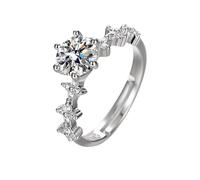 Bijoux En Acier Inoxydable Bague Bague Quatre Feuilles Femme Six Ouverte Mode (Gold, One Size)