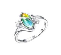 Bijoux En Acier Inoxydable Bague ovale individuelle tendance incrustée de zircons, bijou exquis pour un usage quotidien ou pour offrir (Green, 8)