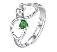 Bijoux En Acier Inoxydable Douze pierres de naissance anxiété décompression bague rotative bague de décompression cadeau d'anniversaire pour en cristal (Green, One Size)