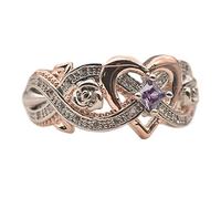 Bijoux En Acier Inoxydable Nouveau Rose Princesse Bague En Forme De Coeur Or Rose Deux Tons Zircon Anneau Proposition Anneau Saint Valentin Cadeau Thanksgiving Cadeau Souvenir (Silver, 9)