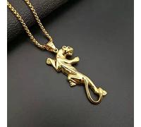 Bijoux En Acier Inoxydable Pendentif Léopard En Acier Titane Avec Collier Chaîne Pour Homme,sans Pierre,60cm