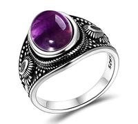 Bijoux en Argent améthyste Naturel Anneaux Hommes for Femmes fête Mariage Anniversaire fiançailles Cadeaux Bijoux Fins (Main Stone Color : R314, Ring Size : 10)