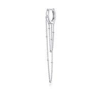 Bijoux en argent sterling, 1 boucle d'oreille unique plaquée platine personnalisée à longue chaîne et pompon pour femme