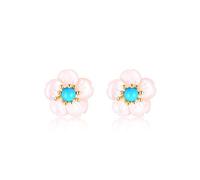 Bijoux en argent sterling rétro belles boucles d'oreilles de fleur mode femelle sauvage cerise 925 boucles d'oreilles Face mince