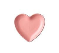 Bijoux en céramique artisanaux Assiette forme de cœur Collation Gâteau ménager Fruits Pêche Pour colliers et bracelets(Pink love plate)