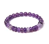 Bijoux en charme bracelet de pierre précieuse, bracelets perles perles plates plats naturelles Bracelettes de bracelet en cristal élastiques Amethyst Bracelet Bijoux en cristal pour hommes (taille: 8