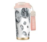Bijoux en diamants et pierres précieuses, bijoux de luxe imprimés,Tasse à café isotherme en acier inoxydable 316 avec cordon, 500 ml, idéale pour les voyages en voiture