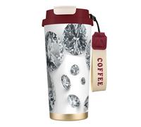 Bijoux en diamants et pierres précieuses, bijoux de luxe imprimés,Tasse à café isotherme en acier inoxydable 316 avec cordon, 500 ml, idéale pour les voyages en voiture