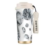 Bijoux en diamants et pierres précieuses, bijoux de luxe imprimés,Tasse à café isotherme en acier inoxydable 316 avec cordon, 500 ml, idéale pour les voyages en voiture