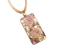 Bijoux en verre de Murano Pendentif en verre de Murano 3 cm x 1,5 cm sur une base en feuille d'or - Avec coffret cadeau et certificat (Lisa)